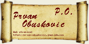 Prvan Obušković vizit kartica
